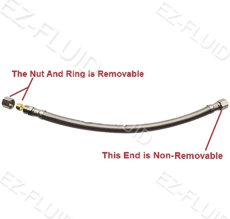 EZ-Fluid 12-Inch Faucet Supply Extension Line 3/8" Male Comp. To 3/8" Female Compression Stainless Steel Braided Faucet Extension Supply Hose Connector Lines,Fits Delta Faucet Plumbing Fitting(1-Pack) - Image 4